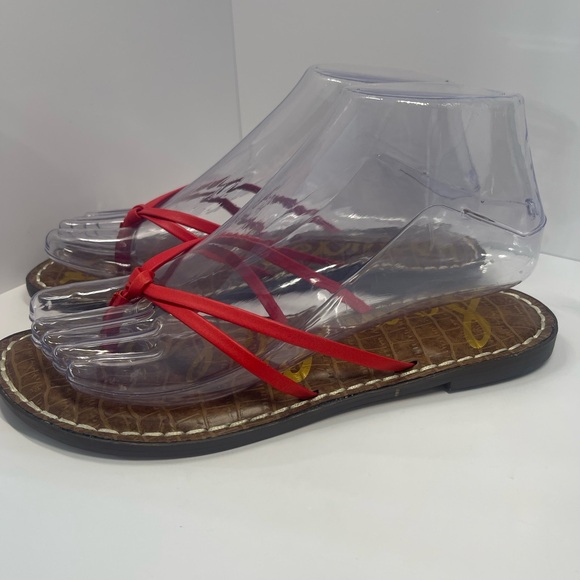 Sam Edelman Gerianne Leather Flip Flops Thongs Size 6 - Red LEATHER Classic Boho - Picture 6 of 11